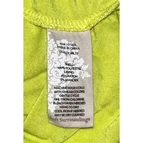 Soft Surroundings Ainsley Dress XL Chartreuse Sleeveless Knee Length Dress - Picture 5 of 6